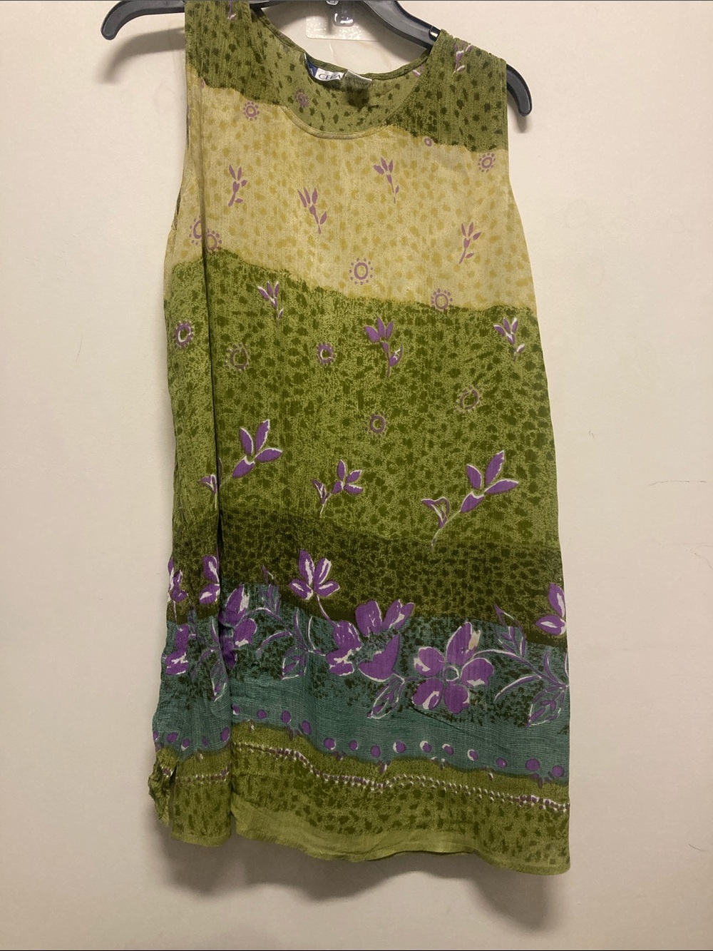 Sleeveless Green Floral Beach Coverup Dress by